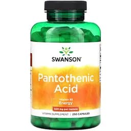 Пантотенова кислота Swanson Pantothenic Acid 500 мг 250 капсул