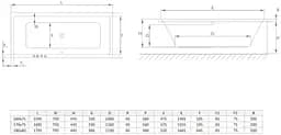 Ванна акрилова Radaway Duna 170x75 пристінна з ніжками + сифон (WA1-61-170x075S) - мініатюра 3