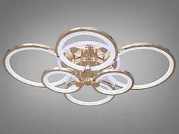 Стельова LED-люстра Diasha 8022/6G 135W, 6 кілець, 3 кольори світла, Ø58×81 см, диммер, пульт - мініатюра 4