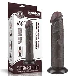 Фалоімітатор чорний Sliding-Skin Dual Layer Dong 8" LoveToy
