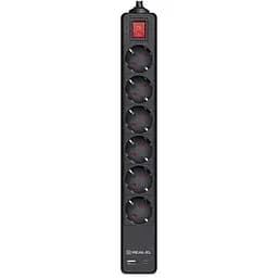 Сетевой удлинитель REAL-EL RS-PROTECT 605 3m, black (EL122300041)