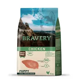 Сухий корм для цуценят середніх та великих порід з куркою Bravery Puppy Large/Medium Breeds 4 кг