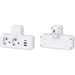 Розетка-подрібнення з заземленням Voltronic F-303 White, 2 розетки + 3 USB(1 А) + Type-C, 2500 W, 10A, 220V - мініатюра 3