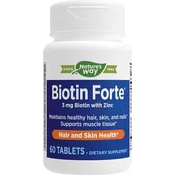 Біотин і цинк Nature's Way Biotin Forte with Zinc, 60 таблеток для підтримки шкіри, волосся та нігтів