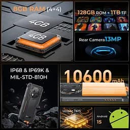 Смартфон Oukitel G1S 6.5"HD+ /4GB/128GB/ T606 /10600mAh /13+5Мп/ IP69K /NFC Black - мініатюра 7