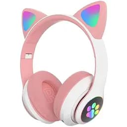 Наушники беспроводные Cat Rainbow LED ear STN-28 кошачьи ушки розовые