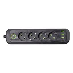 Мережевий фільтр-подовжувач Yiwu HP-5-14 EURO 1085U 5 м 4 розетки 3 USB чорний  - мініатюра 3