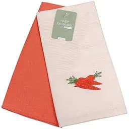 Набор кухонных вафельных полотенец Home Line Морковь 60х45 см 2 шт. оранжевый с бежевым (167334)