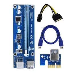 Райзер QUBE PCI-E x1 to 16x 60cm USB 3.0 Cable SATA to 6Pin Power PCE164P-NO3 ver 009S