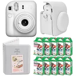 Подарунковий набір камера Fujifilm Instax Mini 12, Фотопапір 100 шт, Чохол, Фотоальбом на 64 фото Білий