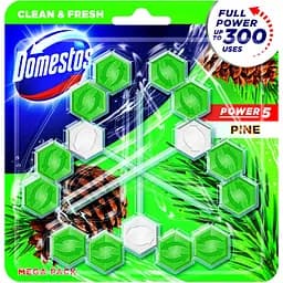 Змінний туалетний блок для унітаза Domestos Power 5 Свіжість хвої, 3 шт. по 55 г
