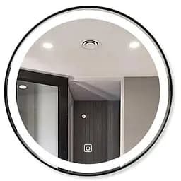 Зеркало Dusel Led DE-M2071D Black кругле 80x80 см сенсорне включення + підігрів, Чорний - мініатюра 2