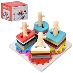 Деревянная игрушка "Пирамидка-ключ" 24 детали MD0737