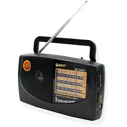Маленький радіо приймач чорний на батарейках радіоприймач переносний FM/TV/AM/SW1-2 Kipo KB-308AC