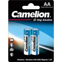 Щелочные батарейки пальчиковые Camelion 1,5V AA LR6-BP2DG Digi Alkaline 2 шт. (LR6-BP2DG)