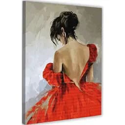 Картина по номерам с алмазной мозаикой Santi Леди в красном 40х50 см (954971)