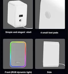 Компьютерные колонки Kisonli X21 Bluetooth, 20W, USB, RGB light, White - мініатюра 4