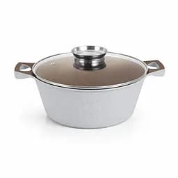 Кастрюля YS8020-I 2.0 л с антипригарным покрытием, стеклянной крышкой и индукционным дном Белая Белый 88186