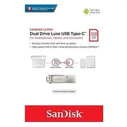 Флеш-накопичувач SanDisk USB 3. 1 Ultra Dual Luxe Type-C 128Gb (150 Mb/s) - мініатюра 2