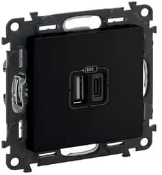 Зарядний пристрій з двома USB-роз'ємами тип А+типС Valena LIFE 240V 5V 3A матовий чорний Legrand osv0002024