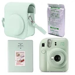 Набір камера Fujifilm Instax Mini 12, Фотопапір 10шт, Чохол, Фотоальбом 64 фото Зелений