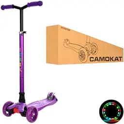 Самокат детский iTrike с подсветкой 30х13х83-92 см Фиолетовый 000222577