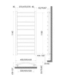 Електрична рушникосушка Heizung 1160x550 права з терморегулятором - мініатюра 2