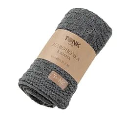 Наволочка в'язана Tonk Line шахматка вовняна графіт 40x40 см (193268)