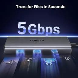 Концентратор Ugreen USB3.1 Type-C to HDMIx2 4K60Hz (8k30Hz)/USB3.0x2/Type-C/PD 100W CM498 (15852) - мініатюра 7