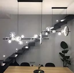 Дизайнерський рейковий світильник у чорному корпусі на 10 плафонів Арт. AT 33 10 BK Line F