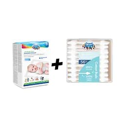 Одноразові пелюшки Canpol Babies, 90х60 см, 10 шт + Гігієнічні палички Canpol babies, з обмежувачем, 56 шт (78/002+3/115)