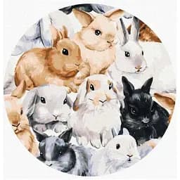 Картина по номерам Brushme Команда зайчиков (Размер M) 30x30 см