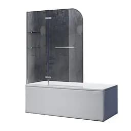 Шторки стеклянные на ванну Koer SR BS05-90x140-TR-01 прозрачное стекло Easy Clean 6 мм, хром KR5372, Универсальная, прозрачный, хром