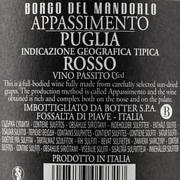 Вино Borgo Del Mandorlo Appasimento Rosso Puglia IGT, червоне, напівсухе, 14,5%, 0,75 л - мініатюра 3
