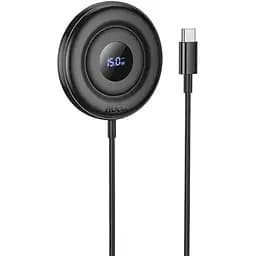 Бездротовий зарядний пристрій Hoco CW61 магнітний з цифровим дисплеєм чорний