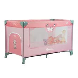 Манеж Toti T-04011 с системой быстрой сборки москитной сеткой и колесами для легкого перемещения розовый