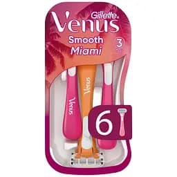 Одноразові станки для гоління Gillette Venus Smooth Miami жіночі 6 шт.