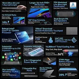 Ноутбук Blackview Acebook 12, Alder Lake i5-12450H, 16GB DDR4 512GB, 44GHz, Windows 11 Pro, 5000mAh, +, HDMI 2.0 - мініатюра 3