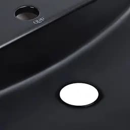 Умивальник Qtap Scorpio накладний овальний 505x385x120 мм Black matt + донний клапан PU03, Чорний матовий - мініатюра 5