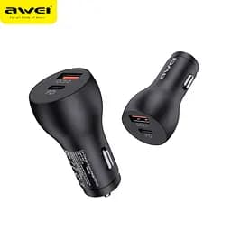 Автомобильный адаптер AWEI C-822 |1USB/1Type-C, QC/PD, 3A, 18W|