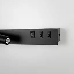 Чорне бра з поворотним спотом зліва + розʼєм USB Арт. WJ 028/2 R BK (правий) Line F - мініатюра 5