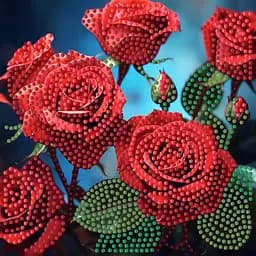 Алмазна мозаїка Strateg ПРЕМІУМ Червоні троянди на паперовій основі розміром 18х18 см (ZAV1818-24)