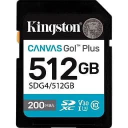 Карта пам'яті SDXC (UHS-1 U3) Kingston Canvas Go! Plus 512Gb class 10 A2 V30 (R200MB/s, W160MB/s)