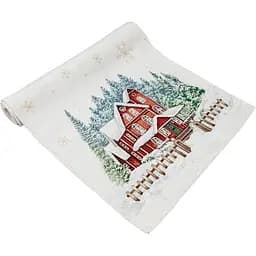 Ранер Прованс Святковий дім гобеленовий з велюром 100х35 см білий (31358)