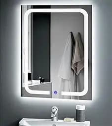 Дзеркало Dusel LED DE-M3001 80x65 см Сенсорне включення + підігрів + годинник / темп, Білий