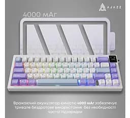 Клавиатура игровая механическая беспроводная Ajazz AK-650WP White-Purple RGB Flying Fish Switch Hot-Swap 2.4G/Bluetooth/USB - мініатюра 14