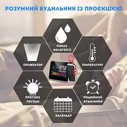 Настільний годинник із проєкцією — Color Screen Calendar - мініатюра 4