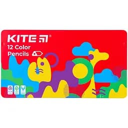 Карандаши цветные Kite Fantasy трехгранные металлический пенал 12 шт. (K22-058-2)