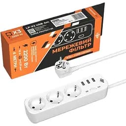 Мережевий фільтр PREMIUM LP-X3 USB 4 м White (2200 Вт)