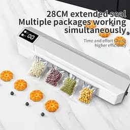 Вакуумний пакувальник пакетів Vacuum Sealer / Автоматичний побутовий вакууматор з пакетами, вакуумайзер для пакування та зберігання їжі - мініатюра 4